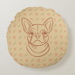 Coussins Ronds Motif artistique décoratif de Bulldog français