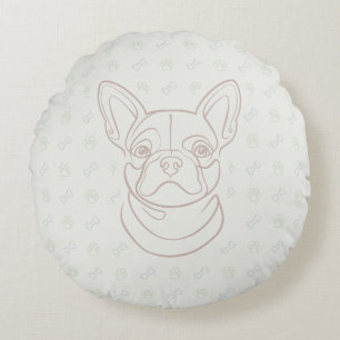 Coussins Ronds Motif artistique décoratif de Bulldog français