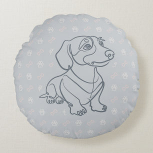 Coussins Ronds Motif artistique décoratif de teckel
