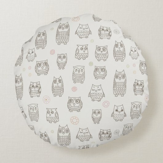 Coussins Ronds Motif avec chouettes (Dos)