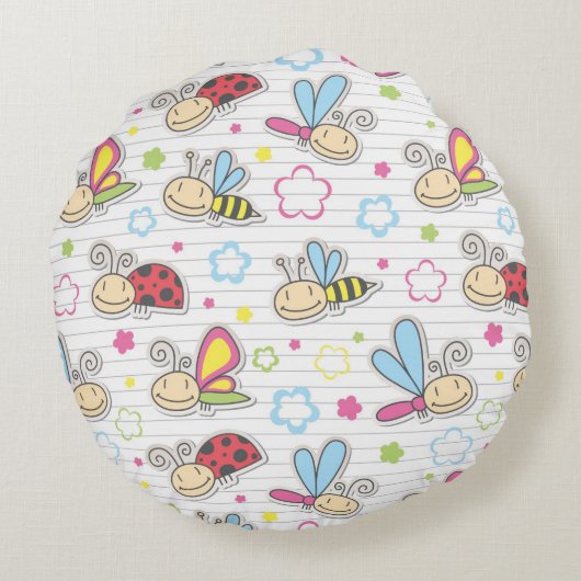 Coussins Ronds motif avec des insectes (Dos)