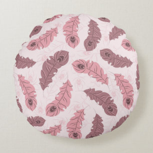 Coussins Ronds motif avec des plumes de paon