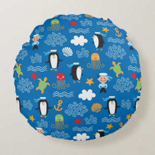 Coussins Ronds motif avec le thème de mer