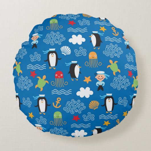Coussins Ronds motif avec le thème de mer (Devant)