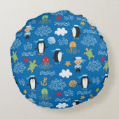Coussins Ronds motif avec le thème de mer (Dos)