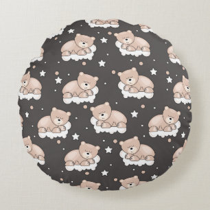 Coussins Ronds motif avec petit ours couché
