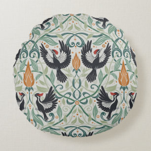 Coussins Ronds Motif avec pic-blanc à bec ivoire