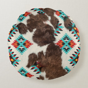 Coussins Ronds Motif Aztèque Boho Sud-Ouest moderne