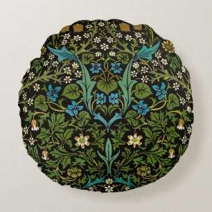 Coussins Ronds Motif Blackthorn Vintage Fond Noir Morris Black