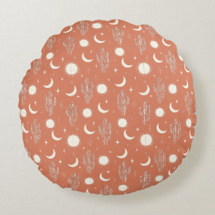 Coussins Ronds Motif blanc Cactus