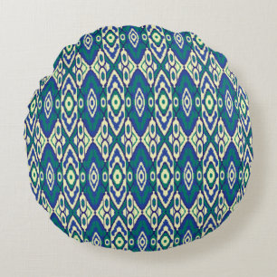 Coussins Ronds motif bleu et vert avec un arrière - plan blanc