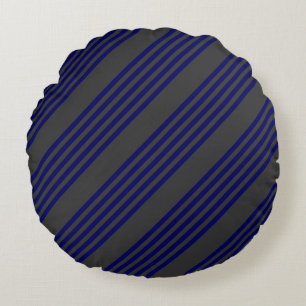 Coussins Ronds Motif bleu marine et charbon cinq bandes