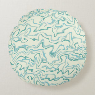 Coussins Ronds Motif bohème tourbillonnant liquide marbre bleu de