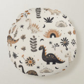 Coussins Ronds Motif Boho Jungle Dinosaur (Devant)