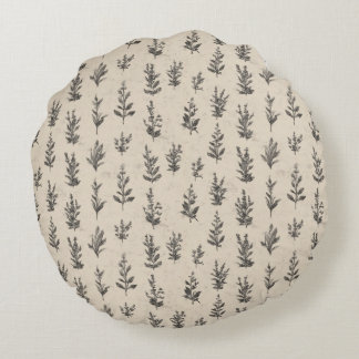Coussins Ronds Motif botanique antique d'herbes – Na florale vint