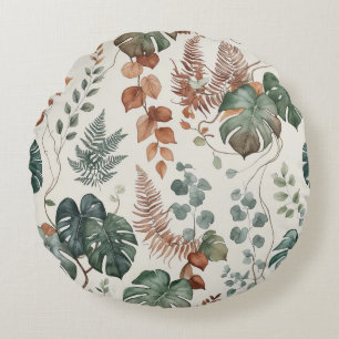 Coussins Ronds Motif botanique bohème sans couture Fleurs