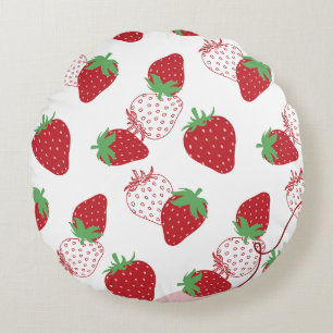 Coussins Ronds Motif botanique de fraise fraîche