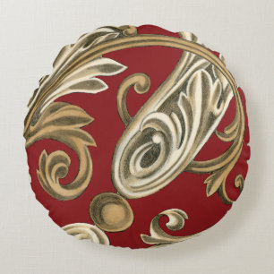 Coussins Ronds Motif botanique élégant avec le feuillage bronza