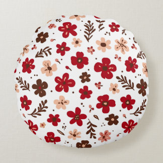 Coussins Ronds Motif botanique floral rouge