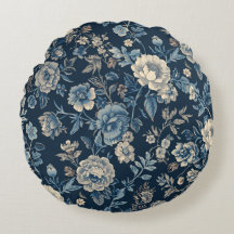 Motif botanique floral vintage bleu marine