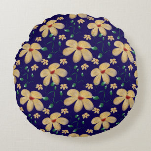Coussins Ronds Motif botanique sans couture à l'aquarelle