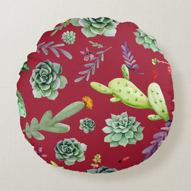 Coussins Ronds Motif Cactus 4 (Devant)