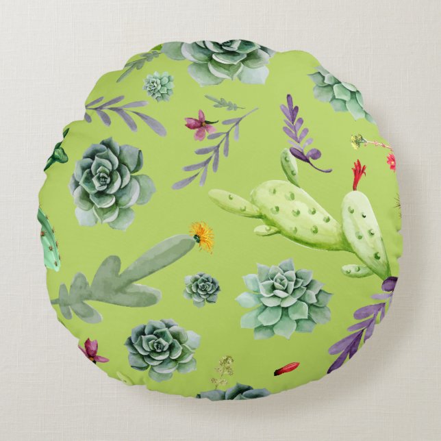 Coussins Ronds Motif Cactus 6 (Devant)