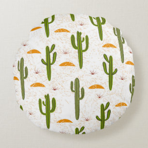 Coussins Ronds Motif, cactus, texture de sable, st mexicain