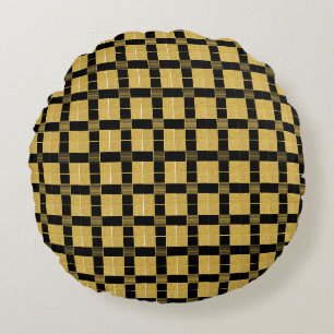 Coussins Ronds Motif carreau Bufallo noir et or vintage