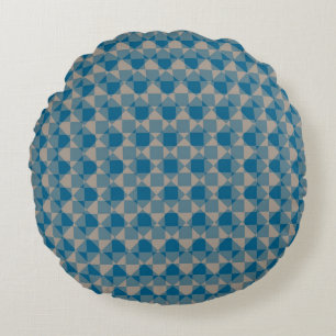 Coussins Ronds Motif carreau diamant à carreaux gris bleu