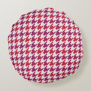 Coussins Ronds Motif carreaux motif pied de poule rétro rouge cra