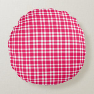 Coussins Ronds Motif carreaux rose blanc
