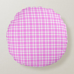 Coussins Ronds Motif carreaux rose blanc
