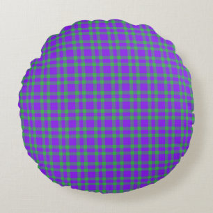 Coussins Ronds Motif carreaux violet vert