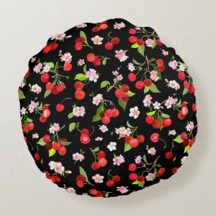 Coussins Ronds Motif cerise 2