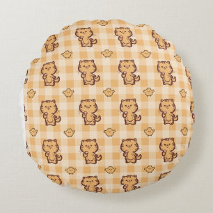Coussins Ronds Motif chat et petit poussin