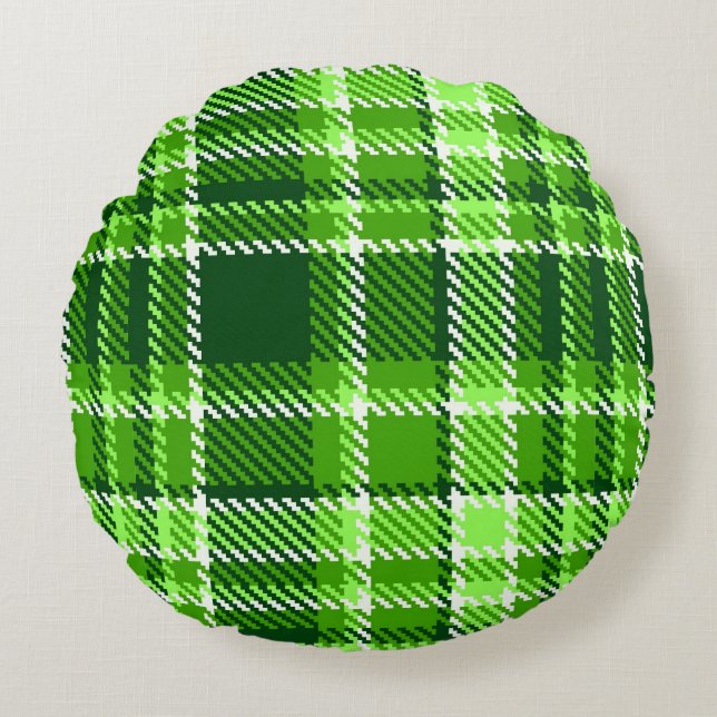 Coussins Ronds Motif Checkered de couleur verte (Devant)