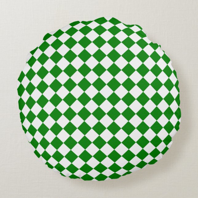 Coussins Ronds Motif Chevron Vert et Blanc Gras 16" (Dos)
