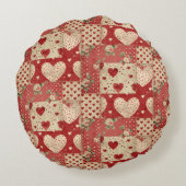 Coussins Ronds Motif Chic Red Patchwork (Dos)