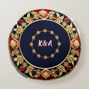 Coussins Ronds Motif circulaire floral orné doré