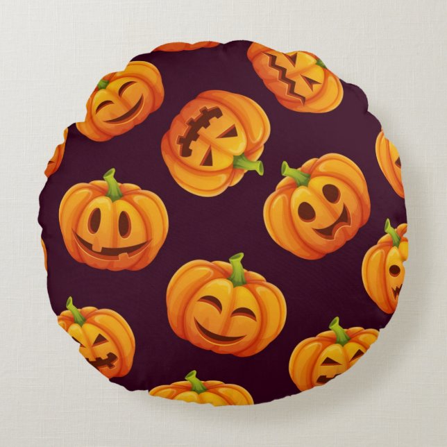 Coussins Ronds motif citrouille (Devant)
