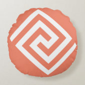 Coussins Ronds Motif clé grec Orange Blanc Cadeau Tendance 2025 (Devant)