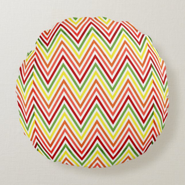 Coussins Ronds Motif coloré de Chevron de zigzag (Devant)