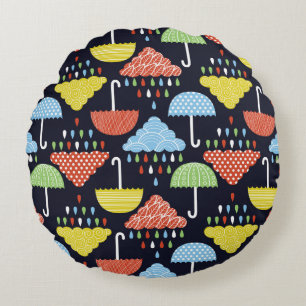Coussins Ronds Motif continu pluie