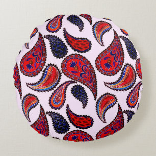 Coussins Ronds Motif créatif sans couture avec cachemire dessiné