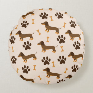 Coussins Ronds Motif Dachshund : conception d'impression Vintage