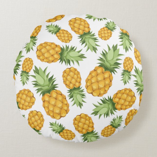 Coussins Ronds Motif d'ananas de bande dessinée (Devant)