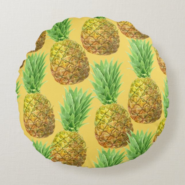 Coussins Ronds Motif d'aquarelle ananas (Devant)