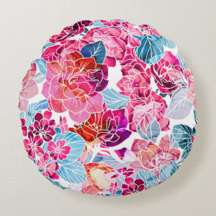 Coussins Ronds Motif d'aquarelle dynamique
