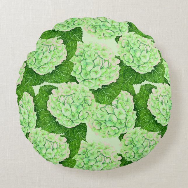 Coussins Ronds Motif d'aquarelle Hydrangea (Devant)
